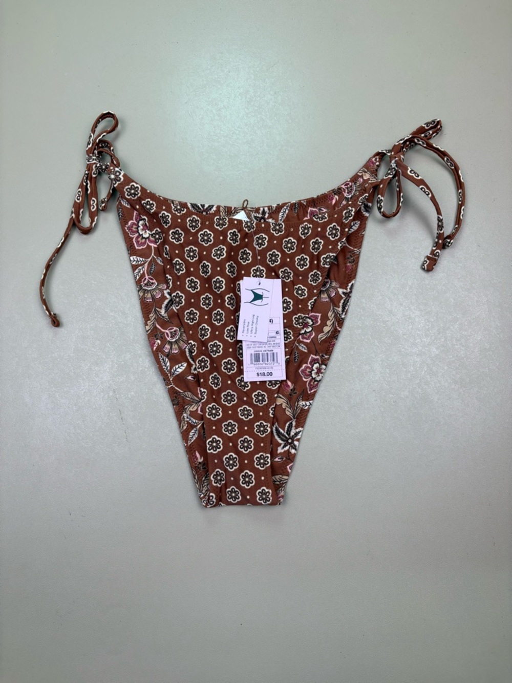 Wild Fable Bikini Bottom Reversible Floral Brown Tie Side Cheeky L